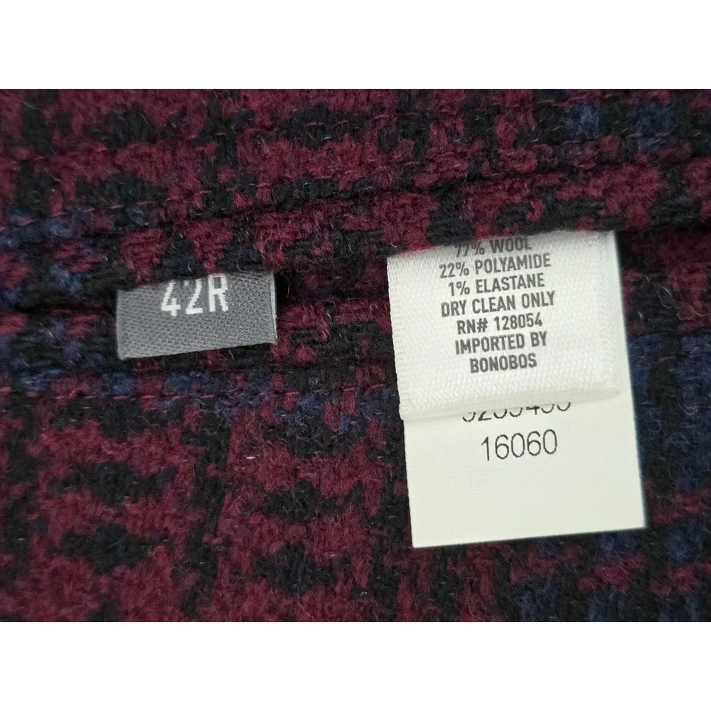 Bonobos Leomaster Capritex Standard Fit Blazer Sport Coat Men's 42R Burgundy